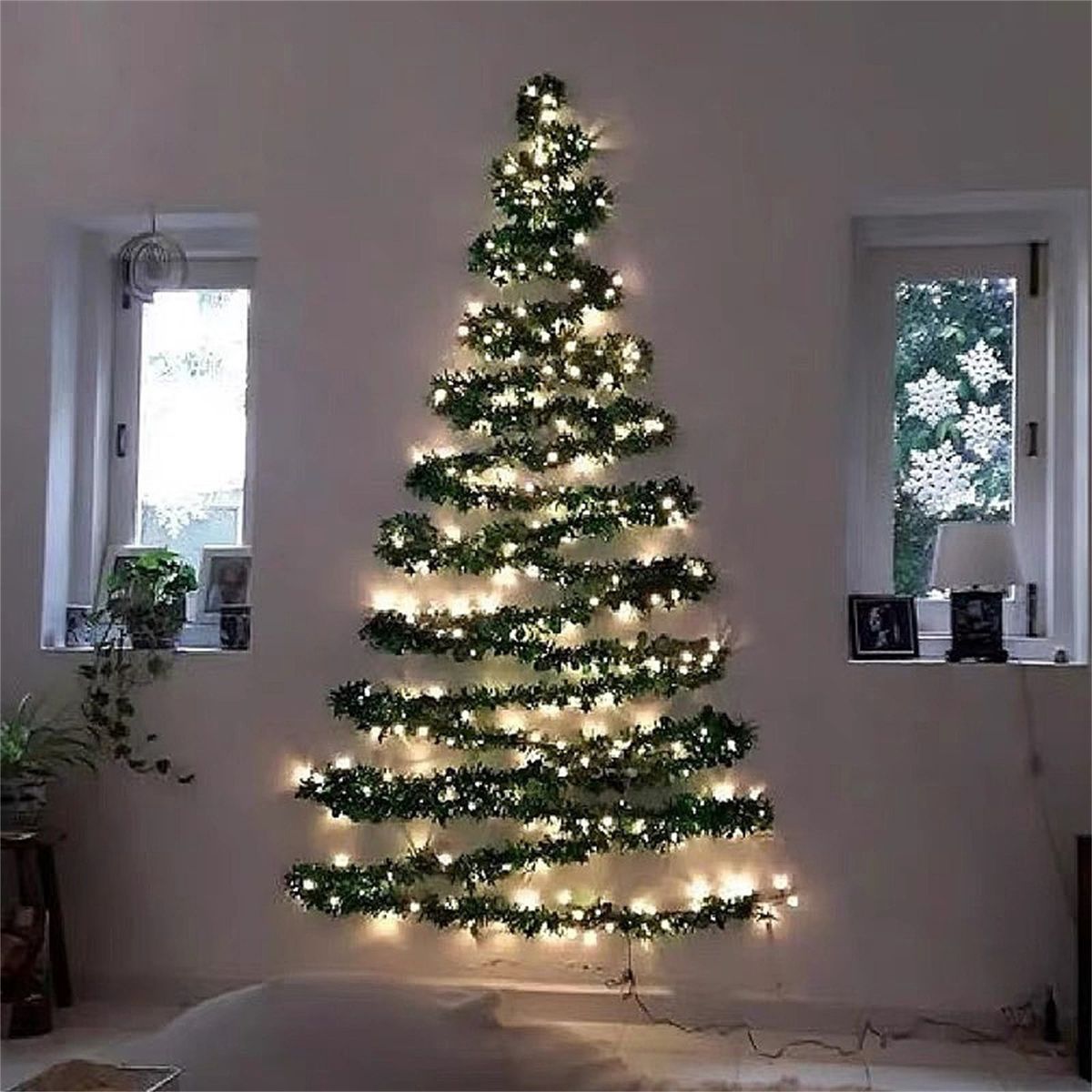 Decorazioni per l'albero di Natale, ghirlanda di Natale con vite verde, 10 m, 100 luci, modello a batteria, decorazione per la casa per feste di Capodanno_voghion.com