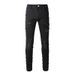 High Street Trendy Black Jeans For Men, Ripped And Patched, Stretch Slim Fit Skinny Pants_voghion.com
