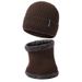 Warme Strickmütze Schal Herren plus Samt dicke Wollmütze Pullover Nackenschutz zweiteiliges Set_voghion.com