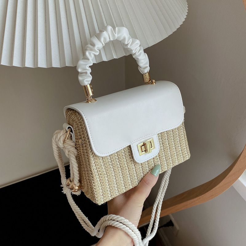 Borsa a tracolla da donna, borsa a mano, piccola borsa quadrata, piccola borsa a tracolla fresca, borsa a tracolla pastorale intrecciata casual alla moda, borsa a mano plissettata, tendenza_voghion.com