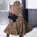 Women's Leopard Print Fishtail Midi Skirt – Stretchy Polyester Wrap Skirt With Elastic Waist For Casual & Night Out (S-XXL)_voghion.com