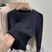 Women's Fleece-Lined Knit Sweater Winter Warm Thickened Turtleneck Pullover Casual Solid Color Top_voghion.com