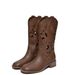 Echtes Leder Damen Reiten 2025 Sommer Neue Stil Chunky Hohl Western Cowboy Niedrigen Absatz Lange Stiefel Für Frauen_voghion.com