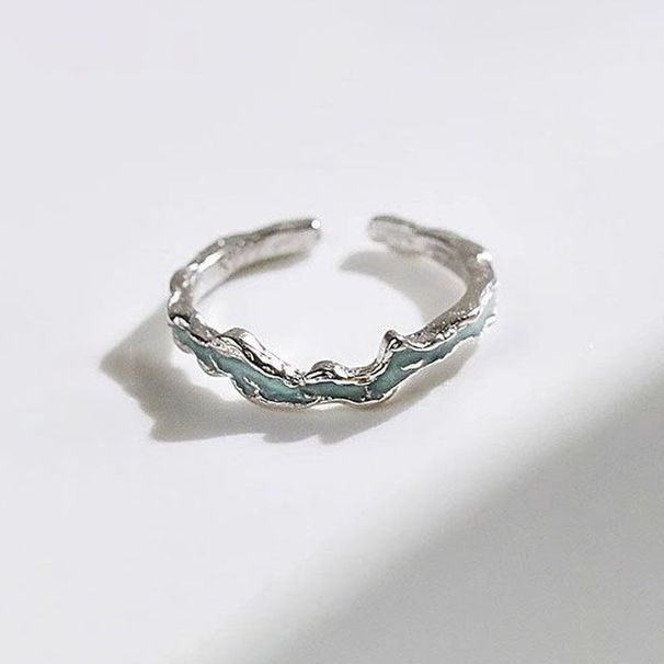 Mint Color Texture Ring For Women, Ins Niche Design, High-end Open Adjustable Index Finger Ring, Wave And Love Couple_voghion.com