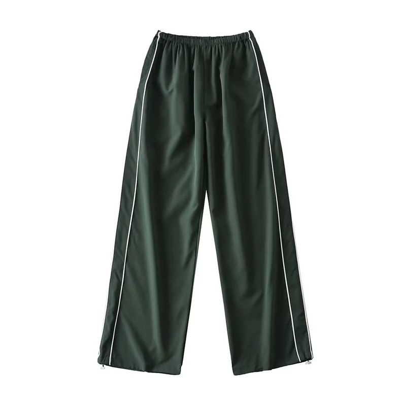 Femei talie înaltă dungi drepte sport uscare rapidă pantaloni femei toamna largi Slim cordon larg pantaloni casual_voghion.com