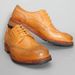 Classy Leak-Picking Cattle Goods Coming Washed Horse Men's Business Brogue Retro GOOD YEAR Leather Sole Derby Shoes_voghion.com