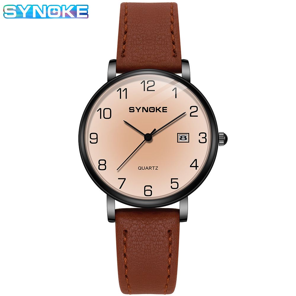 Orologio da studente, orologio al quarzo semplice e alla moda per uomo e donna, quadrante marrone, design digitale, modello retrò casual per coppie_voghion.com