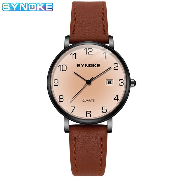 Orologio da studente, orologio al quarzo semplice e alla moda per uomo e donna, quadrante marrone, design digitale, modello retrò casual per coppie_voghion.com