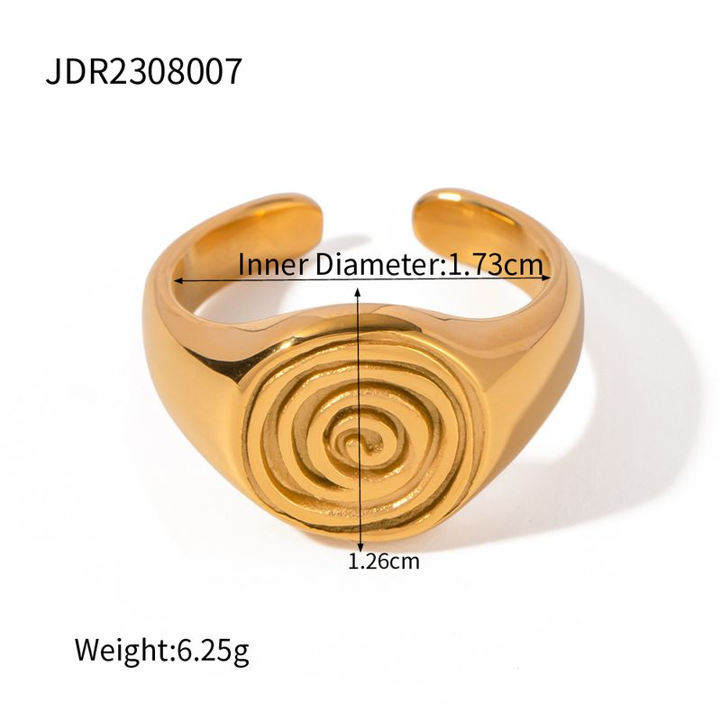 INS Französisch Hammer Muster Modische und Elegante Titan Hand Dekoration Gold Edelstahl Gewinde Offenen Ring_voghion.com