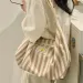 Yuxia | Capacity Striped Tote Women, Simple Fashion Shoulder For Class And Commute, Large Canvas Bag_voghion.com