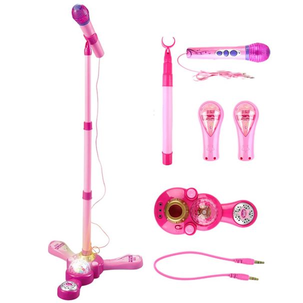 And Kids Karaoke Adjustable Microphone Stand Colorful LED Lights Musical Toys Birthday Gifts_voghion.com