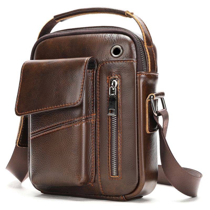 Genuine Leather Messenger Bag Men's New Men's Bag Shoulder Bag Men's Business Messenger Bag First Layer Cowhide Small Shoulder Bag_voghion.com