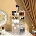 Elegant 360° Rotating Makeup Organizer With Crystal-Like Accents - High-Capacity Cosmetic Storage For Vanity_voghion.com