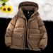 Men's Winter Hooded Cotton Jacket - Thickened Warm Coat For Youth, Casual Loose Fit Zip-Up Outerwear With Side Pockets_voghion.com