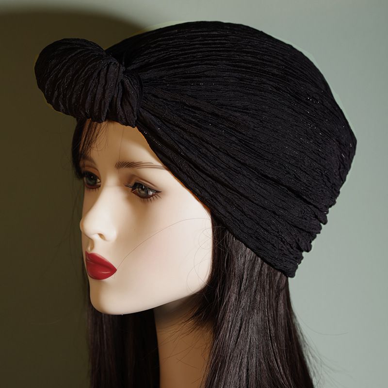 Sombrero turbante de cuerno plateado, estilo moderno, pañuelo anudado a la moda, selección de sombreros, sombreros para la cabeza, sombreros para mujer_voghion.com