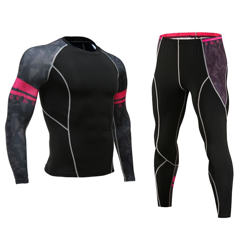 Men's Clothing fitness sports tights suit quick-drying basketball print training suit trousers tights running outdoor long sleeves_voghion.com