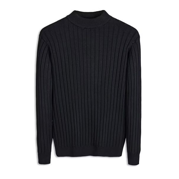 Men's Slim Fit Semi-Turtleneck Sweater - Autumn Long Sleeve Knit Pullover, Breathable Business Casual Solid Color Top For Urban Style_voghion.com