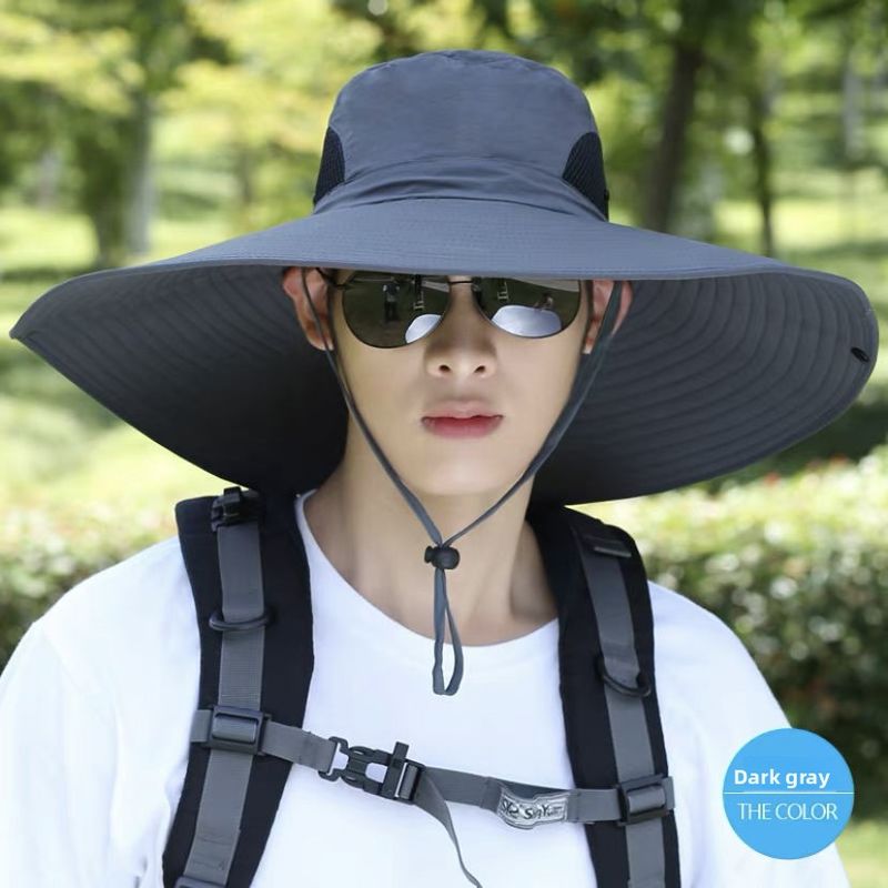 for Men, Summer Sun Hat, Outdoor Hiking Fishing Wide Brim Face Covering UV Protection Fisherman Hat_voghion.com