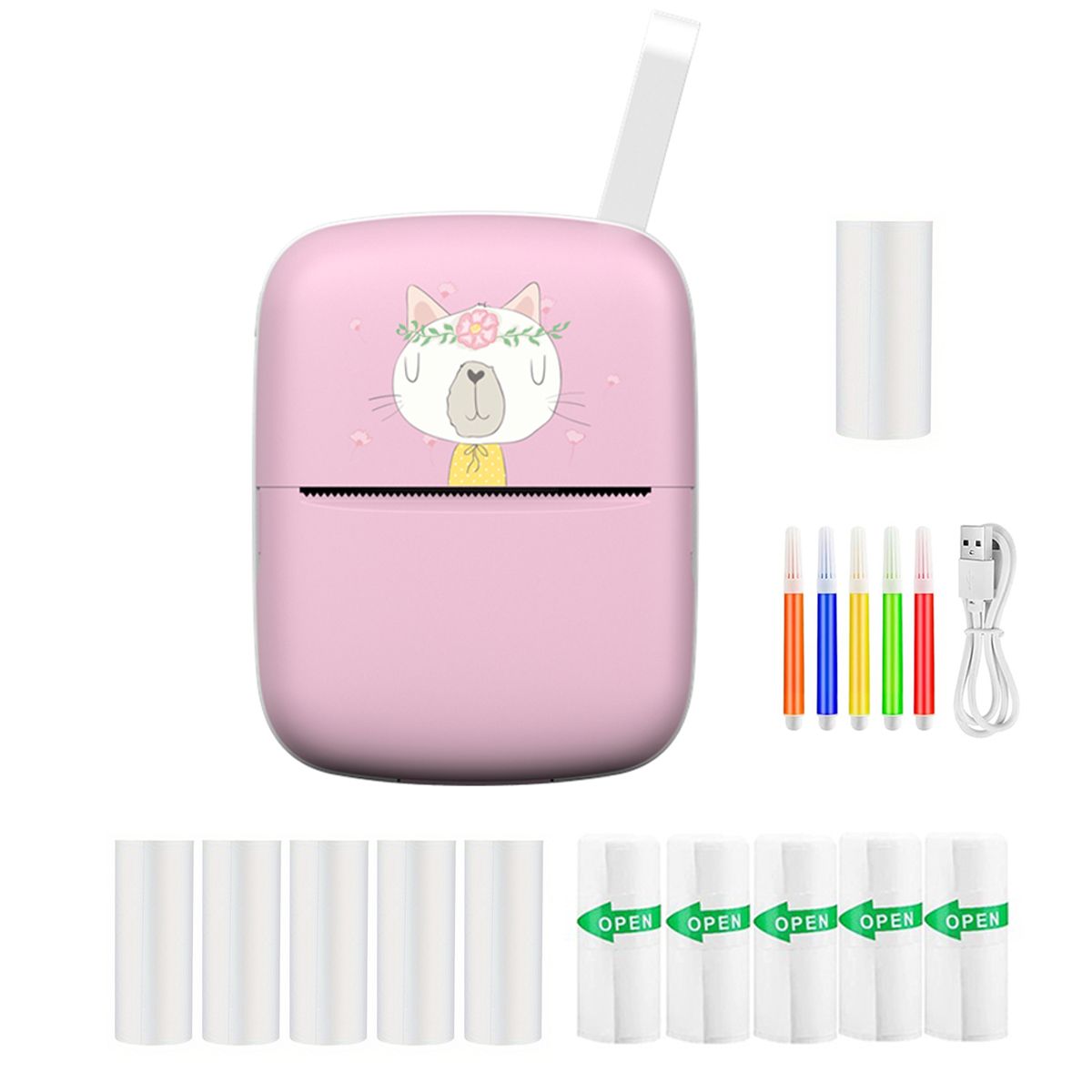 Mini fotoprinter til iPhone/Android, 1000mAh bærbar termisk fotoprinter til gave, studienotater, arbejde, foto, billede, memo_voghion.com