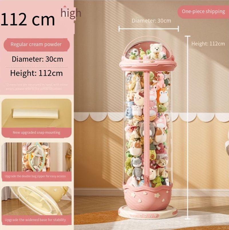 Home Furniture Doll Storage Bucket Zipper Plush Toy Storage Artifact Dustproof Enlarged Transparent Doll Storage Bucket_voghion.com