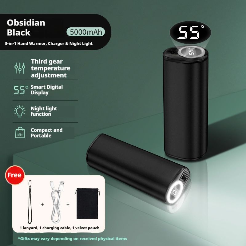 Scaldamani e power bank 3 in 1 con display digitale – Ricaricabile tramite USB-C, 5000 mAh, 3 modalità di temperatura, opzioni magnetiche PG/Type-C_voghion.com