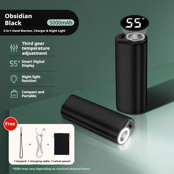 Scaldamani e power bank 3 in 1 con display digitale – Ricaricabile tramite USB-C, 5000 mAh, 3 modalità di temperatura, opzioni magnetiche PG/Type-C_voghion.com