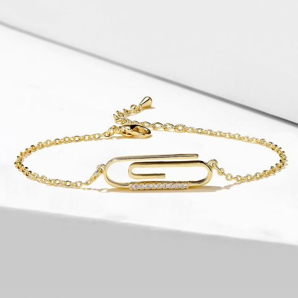 Nischendesign Mikro-Intarsien Zirkon Geometrisches Büroklammerarmband Weibliches Temperament Einfacher High-End-Handschmuck_voghion.com