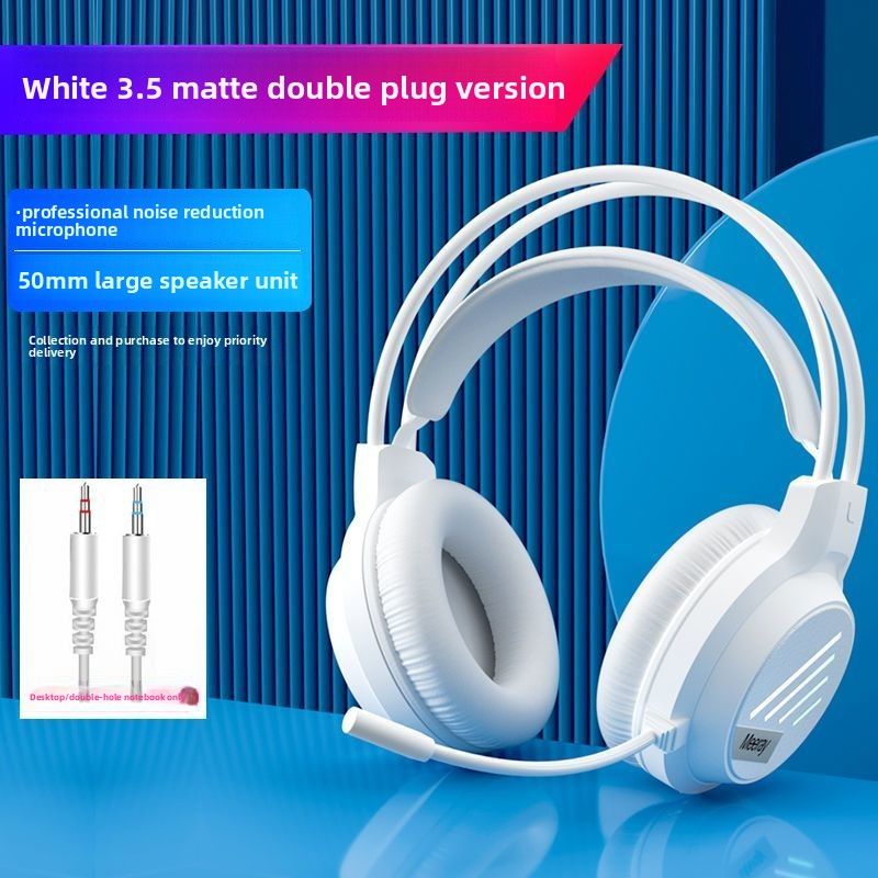 Computer Headset Over-Ear With Microphone For Laptop Desktop Gaming USB Dual Port Wired Headphone_voghion.com