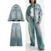 Fall Women's Oversized Denim Jacket Wide Leg Jeans Suit Lapel Long Sleeves Denim Jacket Coat Low-rise Wide Leg Ripped Jeans_voghion.com