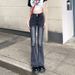 Bell bottom pants 2023 American style new design sense, high waist slimming, elastic straight wide leg mopping jeans for_voghion.com