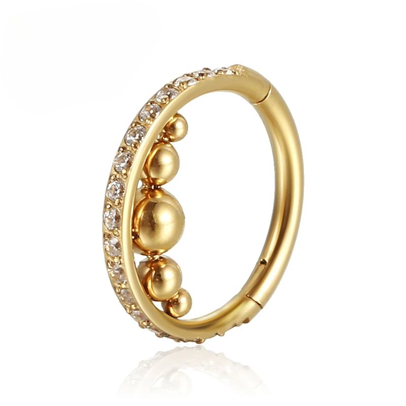 F136 Anello al naso in titanio Zircone Piercing all'orecchio Cartilagine Elica Spira Zircone Clicker Trago Setto industriale per donne Gioielli per il corpo_voghion.com