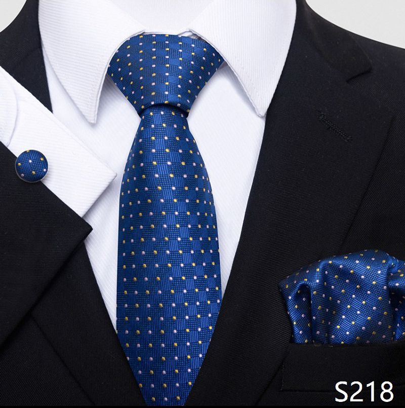 Men's Ties & Handkerchiefs polka dot plaid tie wholesale solid color men's tie tie cufflinks pocket square set 8cm_voghion.com