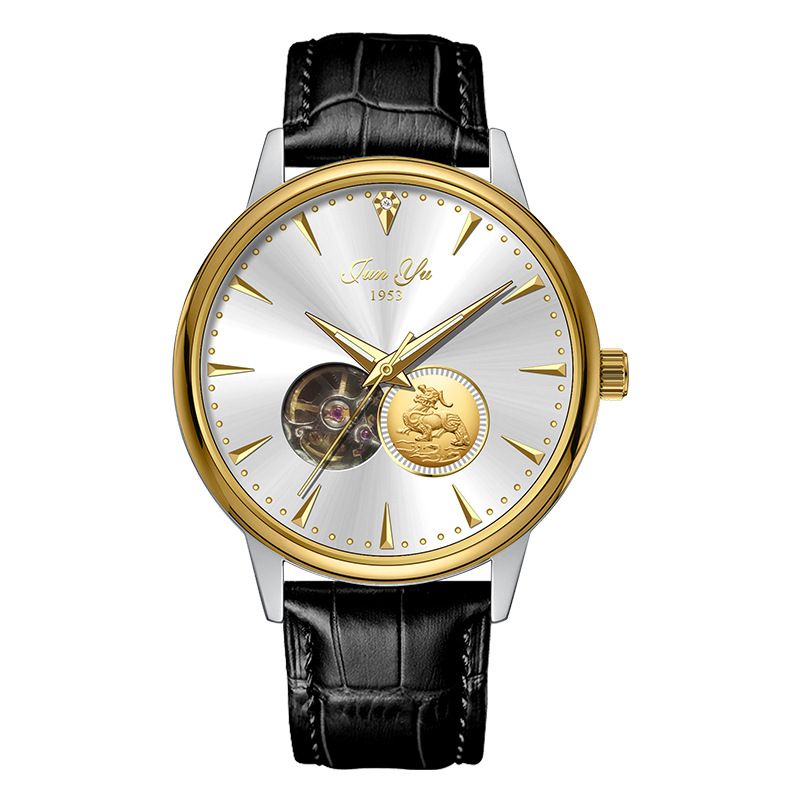 Automatische mechanische Herrenuhr mit 24 Karat echter Diamantgalvanisierung, Herrenuhr mit einfachem, wasserdichtem Hohldesign_voghion.com