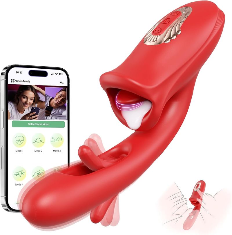 Vibrator Sexspielzeug Für Erwachsene Für Frauen, APP Fernbedienung Zunge Rose Sexspielzeug Dildo Vibratoren G-punkt Vibrator Mit 9 Lecken Saugen & Flattern C_voghion.com