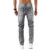 Pantalon en denim slim délavé pour homme – Jean skinny stretch noir et gris (Tailles 30 à 38)_voghion.com
