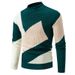 Suéter de cuello redondo a juego de colores para hombre, suéter informal de tendencia de moda de talla grande_voghion.com
