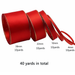 Juego de 4 rollos/paquete de cintas de raso rojas con bordes dorados para embalaje de cajas de regalo, decoración para el cabello, bricolaje con mariposas_voghion.com