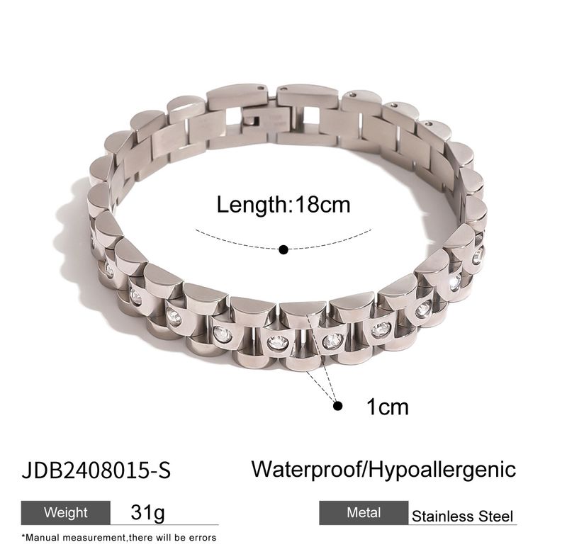 Pulseira requintada estilo retrô para meninas, corrente de relógio de strass branco redondo dourado, joias que não desbotam_voghion.com