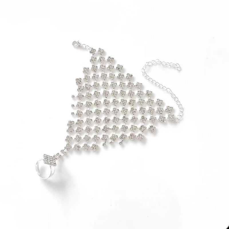New bride bracelet ring integrated Latin dance high end rhinestone hand back chain performance hand jewelry wedding accessories_voghion.com