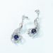 Orecchini lunghi con foglie cave antiche S925 in argento con borchie rosse e blu_voghion.com