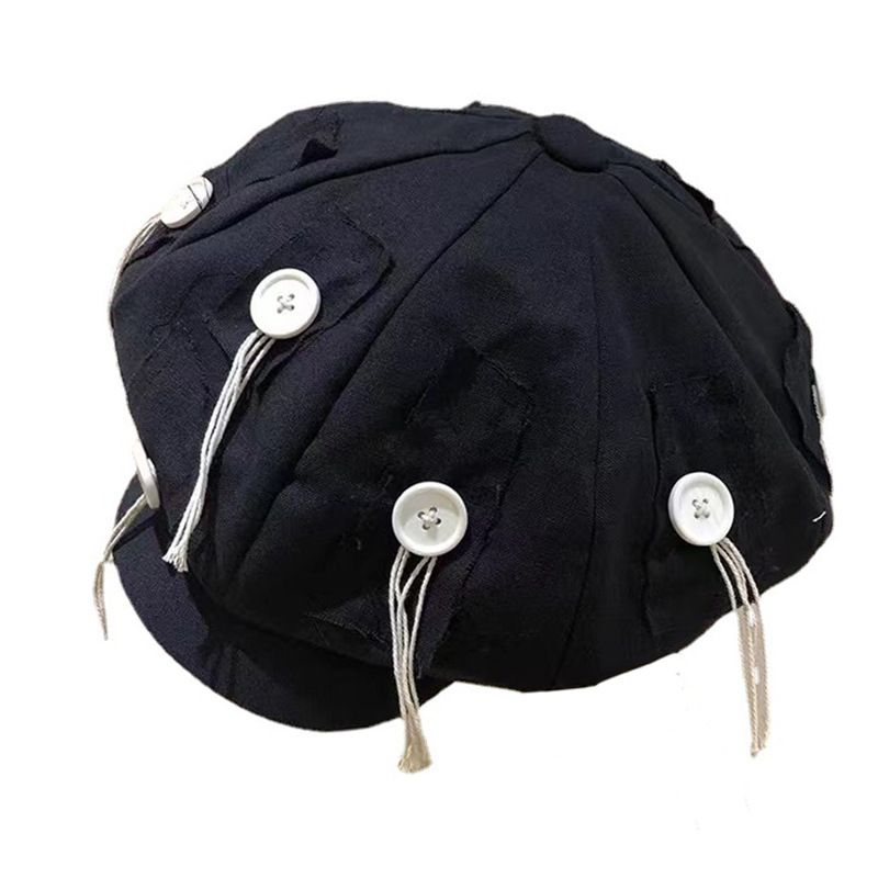 Nischenknopf-Design Oversized Clouds Damenhut Dark Street Style Achteckige Baskenmütze Frühling/Sommer 2025 Neu_voghion.com