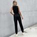 Black Suspender Buttoned Trousers Jumpsuit_voghion.com