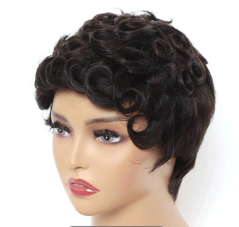Peluca de cabello humano 100% Pixie, pelucas de cabello para mujer_voghion.com