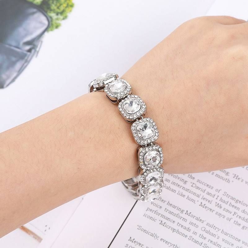 Men's square versatile fashion Cuban necklace hip hop square rhinestone gemstone necklace men and women jewelry_voghion.com