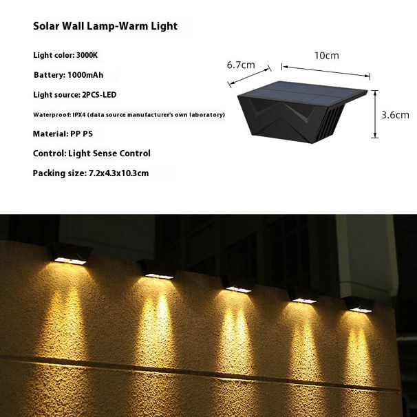 Saules gaismas āra dārza gaismas automātiski iedegas tumšās mājsaimniecības ūdensnecaurlaidīgās kāpņu gaismas dārza saules gaismas sienas_voghion.com