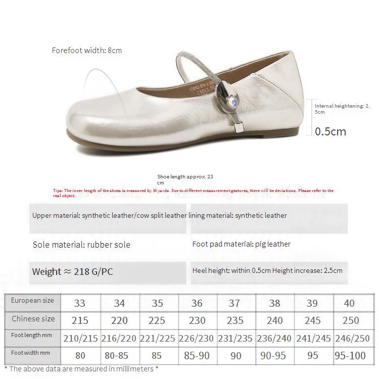 【Soft Sole And Soft Upper】Cameido Crystal Ankle Strap Mary Jane Shoes, 2025 Autumn Round Toe Low Flat Single Shoes_voghion.com