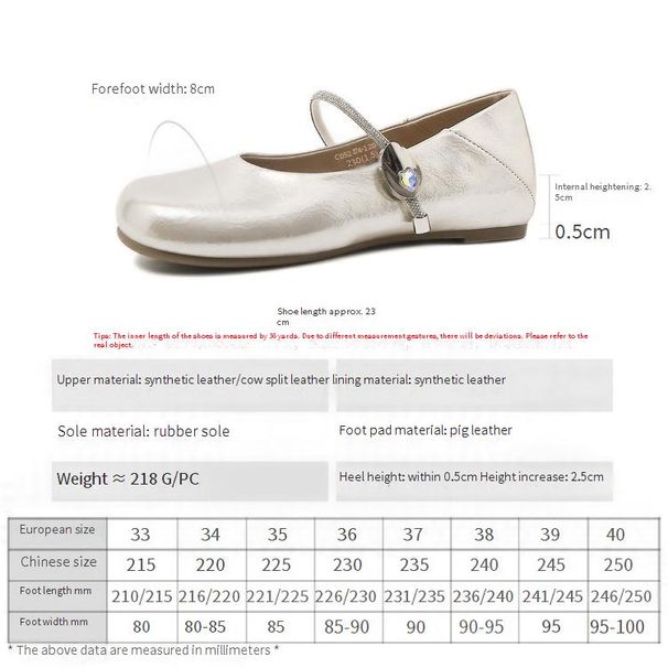 【Soft Sole And Soft Upper】Cameido Crystal Ankle Strap Mary Jane Shoes, 2025 Autumn Round Toe Low Flat Single Shoes_voghion.com