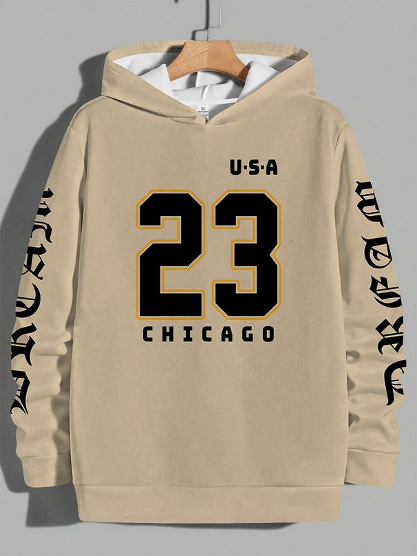 Fashionable And Casual Men's Printed Hoodie With No Pocket Design For Outdoor Autumn And Winter Clothing_voghion.com