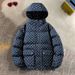 Men's Oversized Hooded Puffer Jacket With Print Design, Thickened Winter Coat For Casual Wear (Black, Printed Black, Brown, Blue)_voghion.com