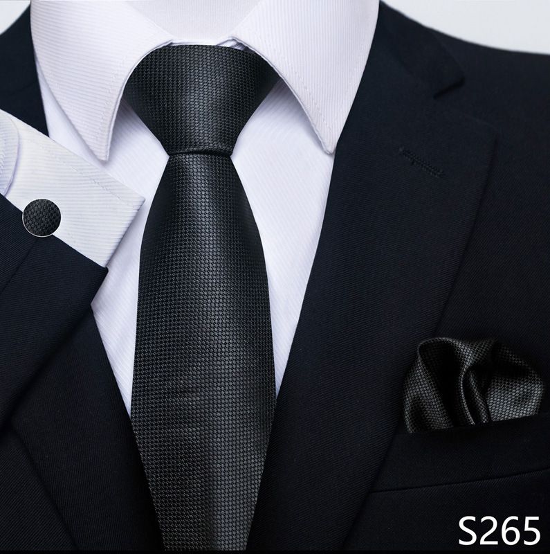 Ensemble de trois pièces de cravates carrées unisexes en polyester de 8 cm pour hommes_voghion.com